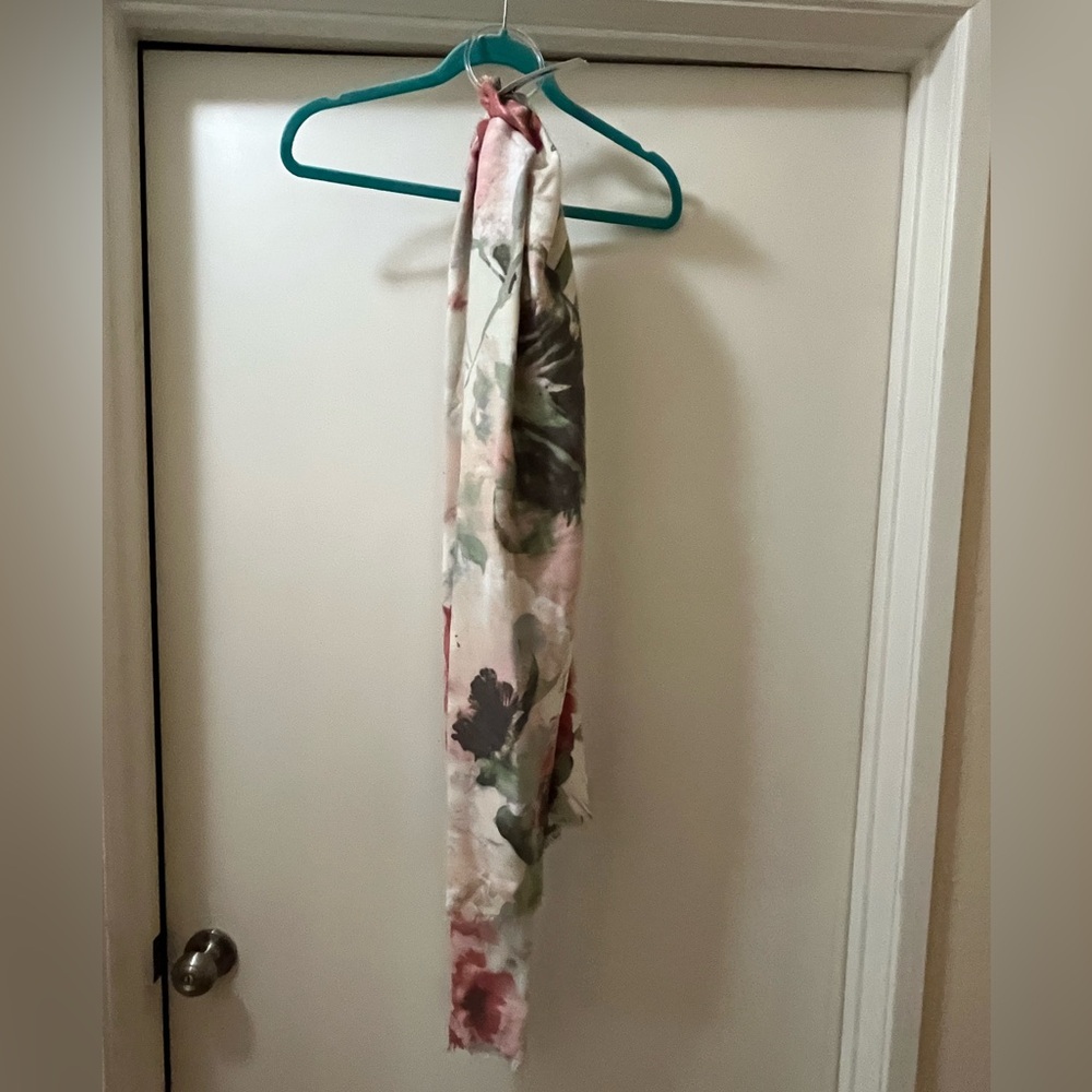 Nine West Pink and Green Floral Scarf